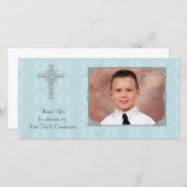 Blue Lace Religious Foto Card Dankeskarte (Vorne/Hinten)