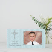 Blue Lace Religious Foto Card Dankeskarte (Stehend Vorderseite)