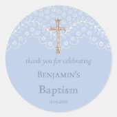 Blue Lace Taufe Vielen Dank für den klassischen Ro Runder Aufkleber (Vorderseite)