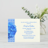 Blue Lace und Hydrangeas Probe Dinner Einladung (Stehend Vorderseite)