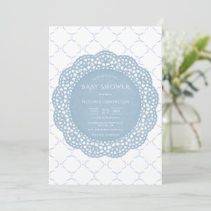 Blue Lace Vintag Baby Dusche Einladung