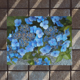 Blue Lacecap Hydrangea Floral Fußmatte