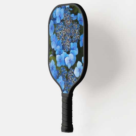 Blue Lacecap Hydrangea Floral Pickleball Schläger (Links)