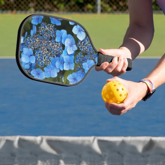 Blue Lacecap Hydrangea Floral Pickleball Schläger (InSitu)