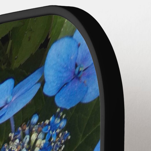 Blue Lacecap Hydrangea Floral Pickleball Schläger (Linke Seite)