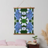 Blue Lacecap Hydrangea Flower Abstract Wandteppich Mit Holzrahmen (Schlafzimmer)