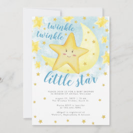 Blue Lächeln Gold Twinkle Little Star Baby Dusche Einladung