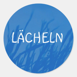 Blue, LÄCHELN Runder Aufkleber