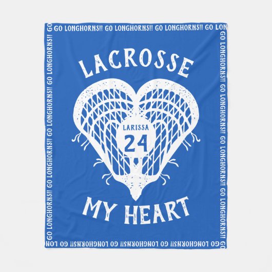 Blue Lacrosse My Heart Fleece Blanket (Vorderseite)