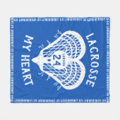 Blue Lacrosse My Heart Fleece Blanket (Vorderseite (Horizontal))