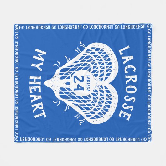 Blue Lacrosse My Heart Fleece Blanket (Vorderseite (Horizontal))