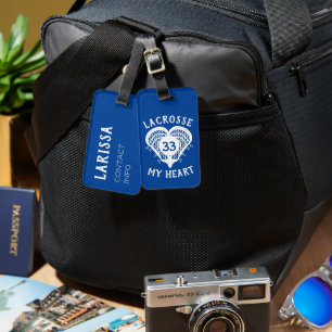Blue Lacrosse My Heart Luggage Tag Gepäckanhänger