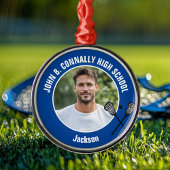 Blue Lacrosse Player Photo High School Christmas Ornament Aus Metall