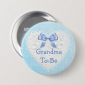 Blue Lacy Großmutter-to-Be-Baby-Duschknopf Button (Vorne & Hinten)