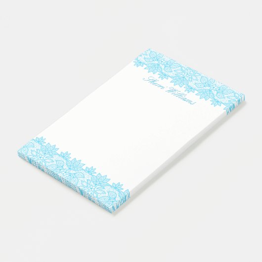Blue Lacy Personalisiert Post It Note Pad Post-it Klebezettel (angewinkelt)