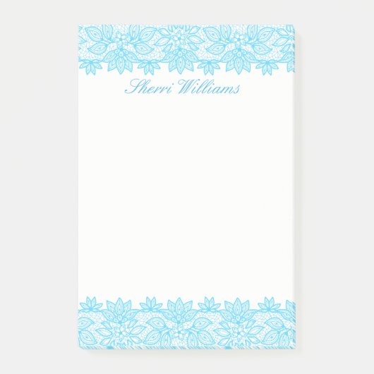 Blue Lacy Personalisiert Post It Note Pad Post-it Klebezettel (Vorderseite)