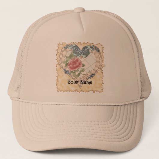 Blue Lacy Ribbon Heart hats Truckerkappe (Vorderseite)
