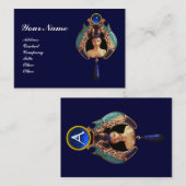 Blue Lady Bug, Lapis & Sapphire Gem Stone Monogram Visitenkarte (Vorne/Hinten)