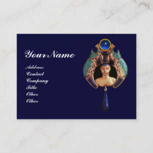 Blue Lady Bug, Lapis & Sapphire Gem Stone Monogram Visitenkarte