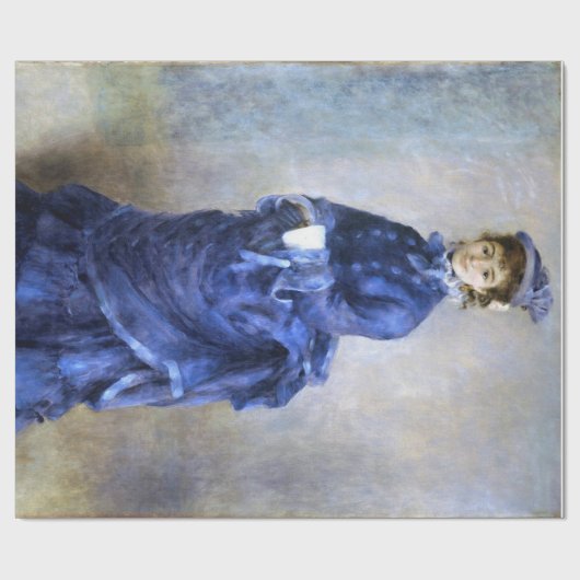Blue Lady Parisienne Renoir Impressionist Paint Geschenkpapier (Flach)