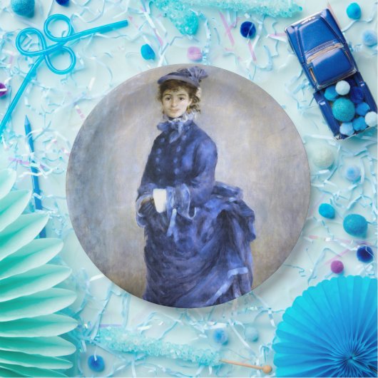 Blue Lady Parisienne Renoir Impressionist Paint Pappteller (Party)