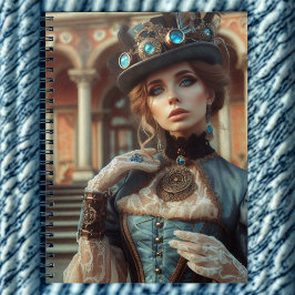 Blue Lady Steampunk Vintag Viktorianisch Notizblock