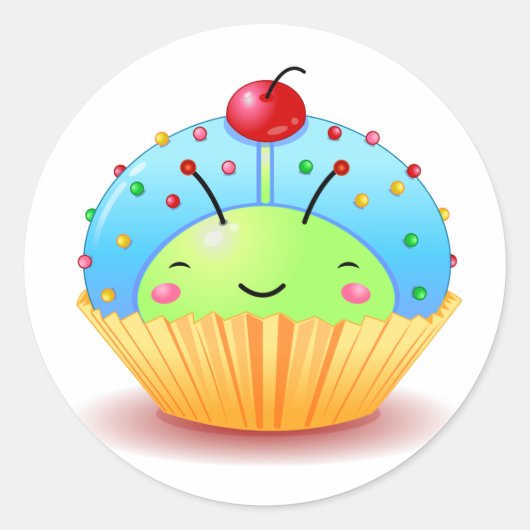 Blue Ladybug Cupcake Sticker (Vorderseite)
