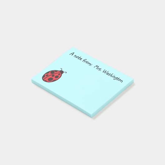 Blue Ladybug Lehrer's School Post It Notes Geschen Post-it Klebezettel (angewinkelt)