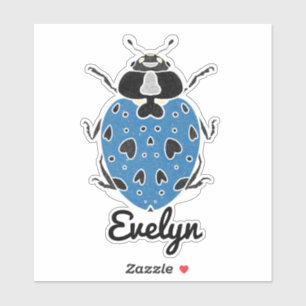 Blue Ladybug mit Namensaufkleber Aufkleber