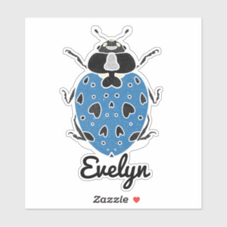 Blue Ladybug mit Namensaufkleber Aufkleber