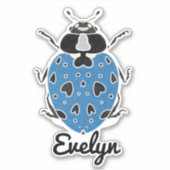 Blue Ladybug mit Namensaufkleber Aufkleber (Vorderseite)