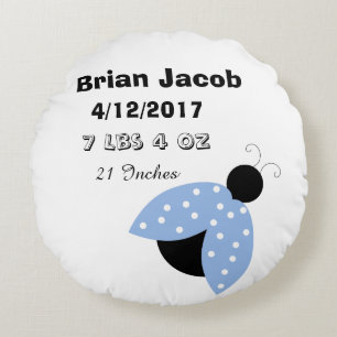 Blue Ladybug Personalisiert Baby Boy Pillow Rundes Kissen