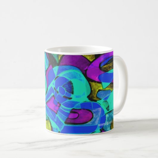 "blue lagoon" abstract coffee mug kaffeetasse (VorderseiteRechts)