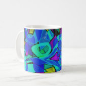 "Blue Lagoon" abstrakter Kaffeebecher Kaffeetasse (Vorderseite Links)