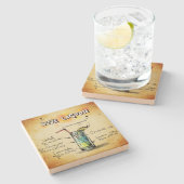 Blue Lagoon Barkeeper Drink Rezept Steinuntersetzer (Seitenansicht)