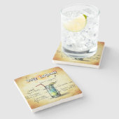 Blue Lagoon Barkeeper Drink Rezept Steinuntersetzer (Seitenansicht)