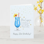 Blue Lagoon Cocktail 21. Happy Birthday Card Karte (Gelbe Blume)