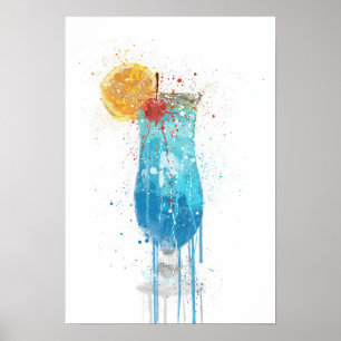 Blue Lagoon Cocktail Poster