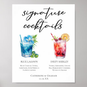 Blue Lagoon Dirty Shirley Signature Cocktails Menü Poster