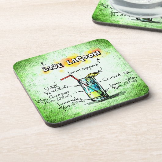 Blue Lagoon Drink Rezept Getränkeuntersetzer (Linke Seite)