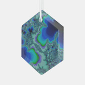 Blue Lagoon Fraktal Abstrakt Suncatcher Ornament Aus Glas (Vorderseite Links)