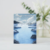 Blue Lagoon Iceland Springs Vintage Travel Postkarte (Stehend Vorderseite)