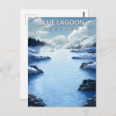 Blue Lagoon Iceland Springs Vintage Travel Postkarte (Vorne/Hinten)