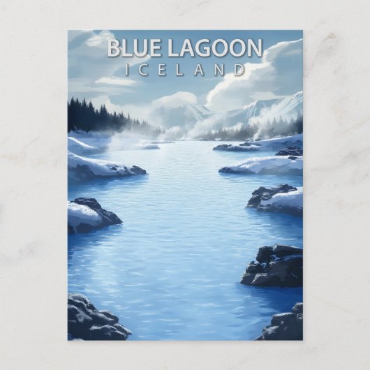 Blue Lagoon Iceland Springs Vintage Travel Postkarte (Vorderseite)
