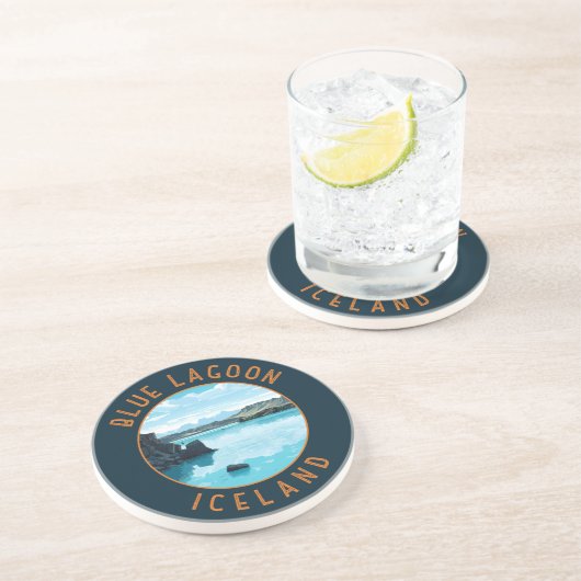Blue Lagoon Island Distressed Circle Getränkeuntersetzer (Seite)