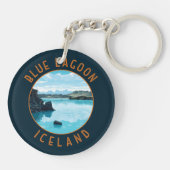 Blue Lagoon Island Distressed Circle Schlüsselanhänger (Rückseite)