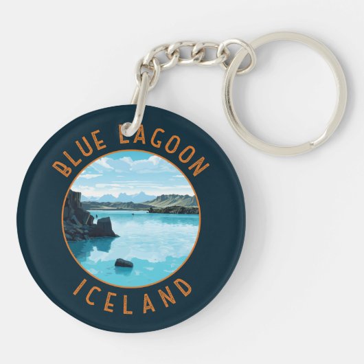 Blue Lagoon Island Distressed Circle Schlüsselanhänger (Rückseite)