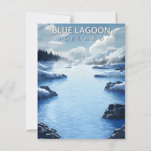 Blue Lagoon Island Reise Vintage Postkarte