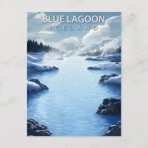 Blue Lagoon Island Reise Vintage Postkarte