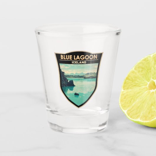 Blue Lagoon Island Reisen Vintag Schnapsglas (Vorderseite)